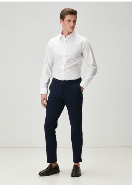 Slim Fit Beyaz Non-Iron Oxford Gömlek modelleri