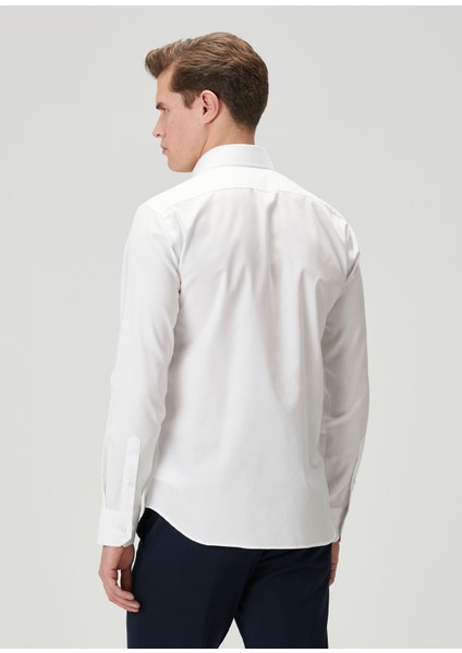 Slim Fit Beyaz Non-Iron Oxford Gömlek indirimleri
