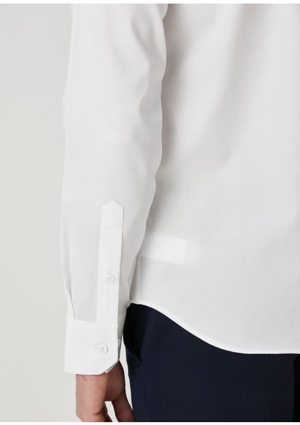 Slim Fit Beyaz Non-Iron Oxford Gömlek