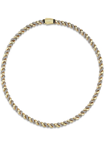 Bellezza Swarovski Taşlı 14 Ayar Altın Kadın Kolye