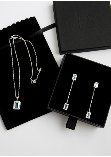 Topaz Değerli Taşlı 925 Ayar Gümüş Zincirli Kadın Küpe modelleri