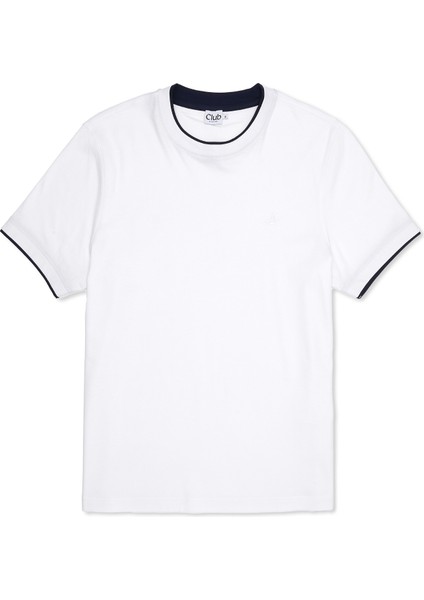 Beyaz Kontrast Garni Detaylı T-Shirt
