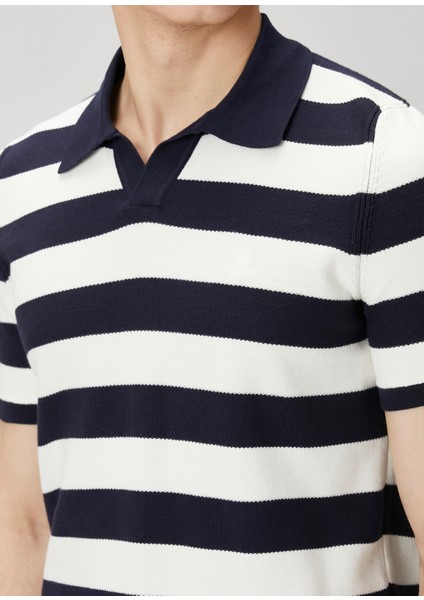 Lacivert Beyaz Polo Yaka T-Shirt