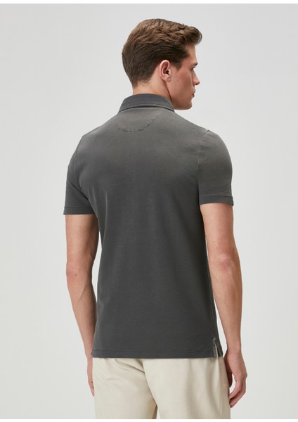 Comfort Fit Antrasit Polo Yaka T-Shirt