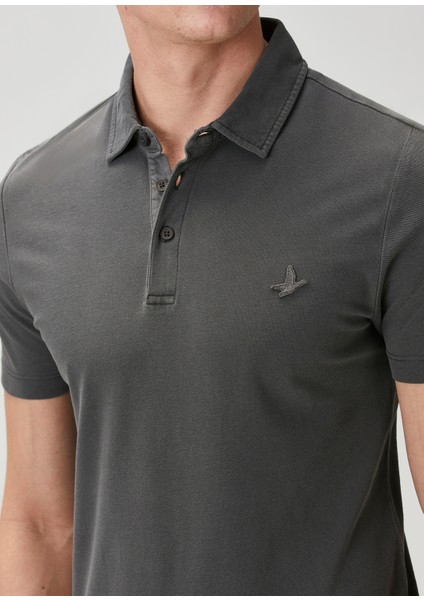 Comfort Fit Antrasit Polo Yaka T-Shirt