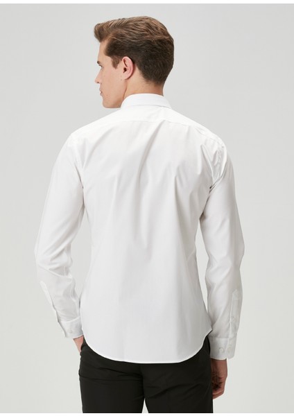 Slim Fit Beyaz Non-Iron Poplin Gömlek indirimleri