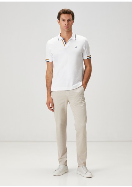 Beyaz Şerit Detaylı Polo T-Shirt modelleri