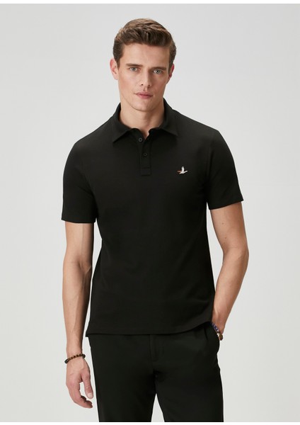 Comfort Fit Siyah Polo Yaka T-Shirt