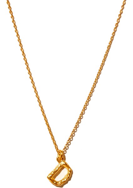 Alphabet Pendant Letter Medium D Harfi Detaylı 14 Ayar Altın Kadın Kolye