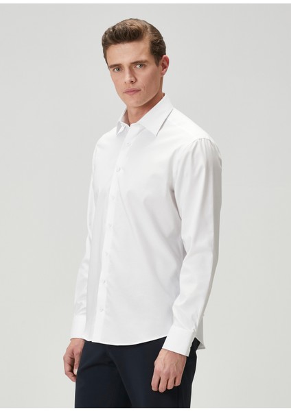 Comfort Fit Beyaz Non-Iron Oxford Gömlek fırsatları