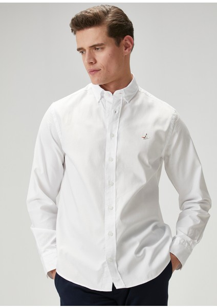 Comfort Fit Beyaz Oxford Gömlek