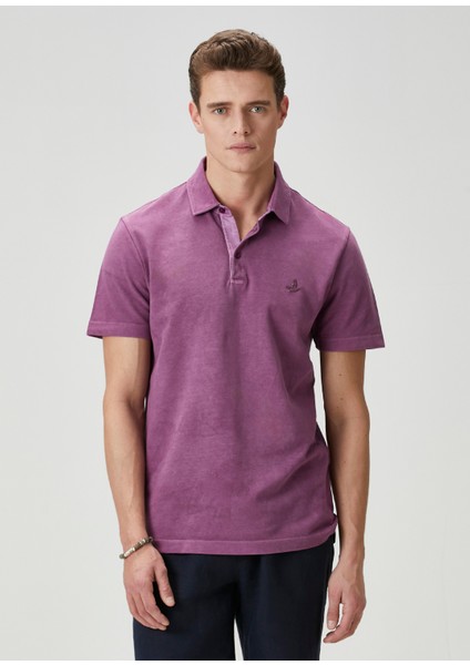 Comfort Fit Mor Polo Yaka T-Shirt fiyatları