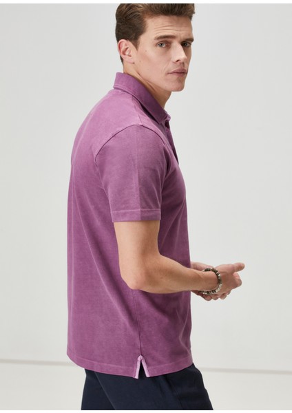 Comfort Fit Mor Polo Yaka T-Shirt fırsatları