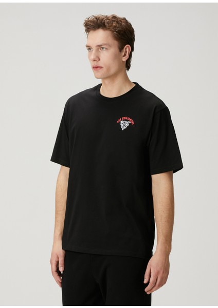 Relaxed Siyah Figür Baskılı T-Shirt modelleri