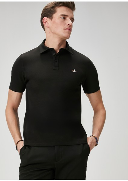 Comfort Fit Siyah Polo Yaka T-Shirt fiyatları