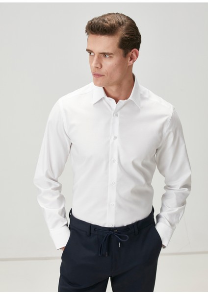 Comfort Fit Beyaz Non-Iron Oxford Gömlek fiyatları
