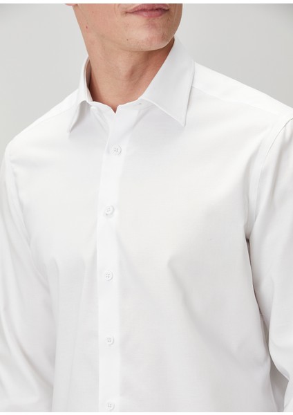Comfort Fit Beyaz Non-Iron Oxford Gömlek