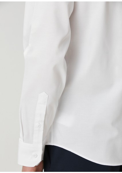 Comfort Fit Beyaz Non-Iron Oxford Gömlek