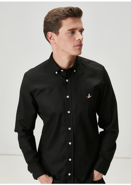 Slim Fit Siyah Oxford Gömlek fiyatları