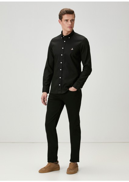 Slim Fit Siyah Oxford Gömlek modelleri