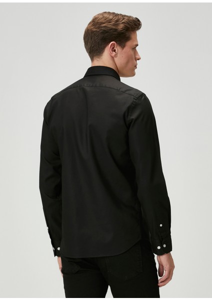 Slim Fit Siyah Oxford Gömlek indirimleri