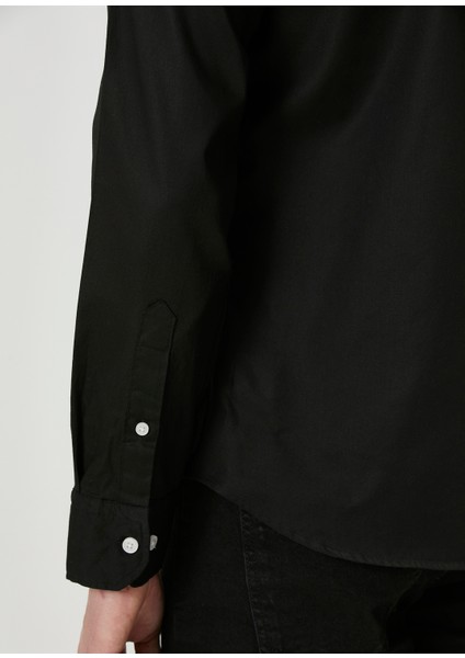 Slim Fit Siyah Oxford Gömlek