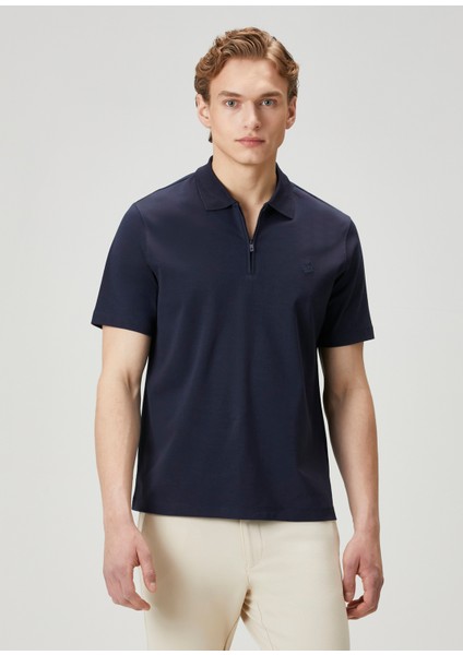 Comfort Fit Lacivert Polo T-Shirt