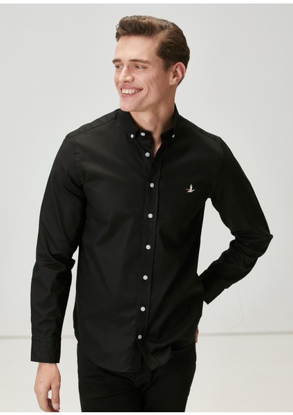 Comfort Fit Siyah Oxford Gömlek indirimleri