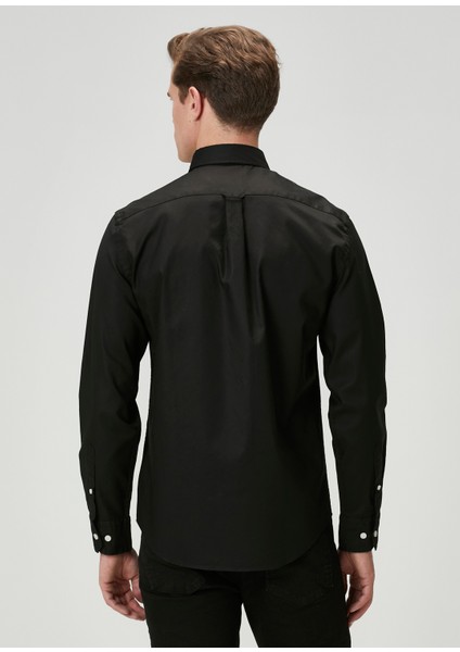 Comfort Fit Siyah Oxford Gömlek