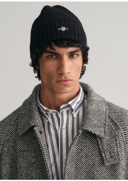 Siyah Yün Unisex Bere