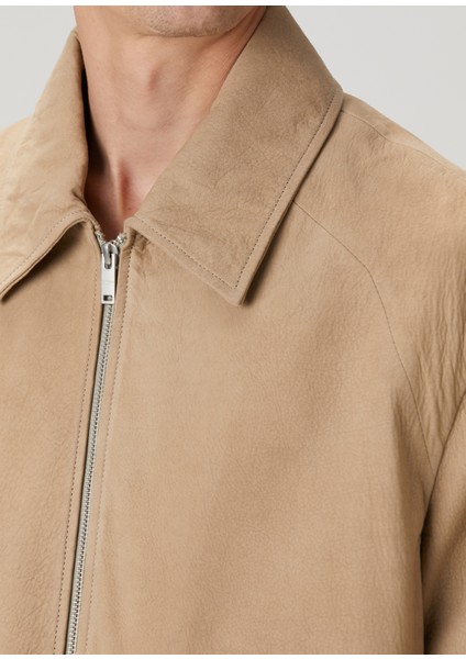 Camel Deri Bomber Ceket