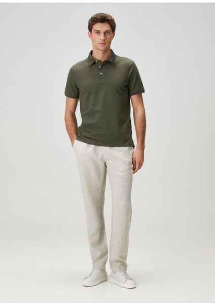 Haki Polo Yaka Basic T-Shirt modelleri