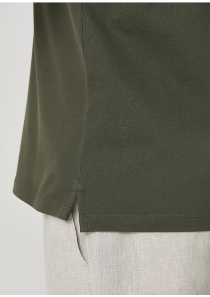 Haki Polo Yaka Basic T-Shirt