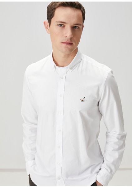 Slim Fit Beyaz Oxford Gömlek