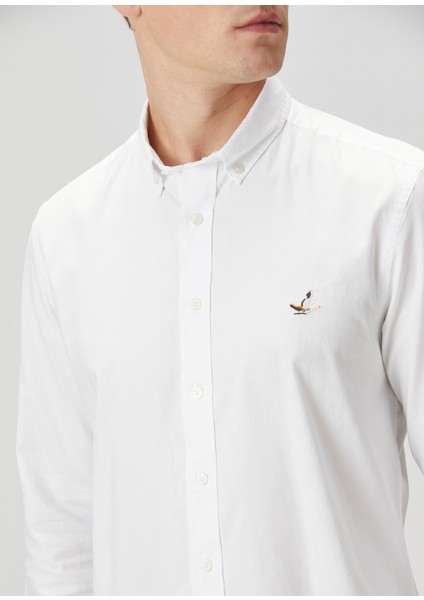 Slim Fit Beyaz Oxford Gömlek