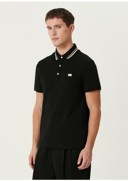 Siyah Polo Yaka Logo Detaylı T-Shirt modelleri