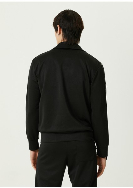 Siyah Şerit Yıldız Desenli Sweatshirt