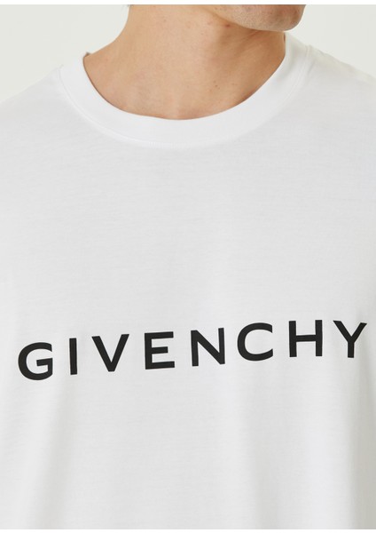 Beyaz Logo Baskılı Oversized T-Shirt indirimleri