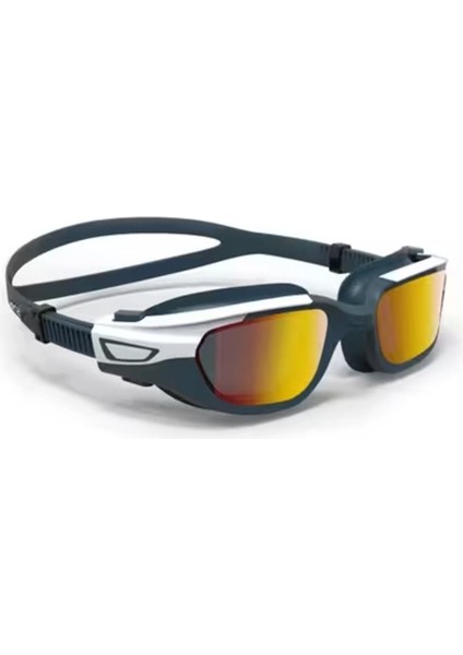 Küçük Boy Yüzücü Gözlüğü Mavi/ turuncu Aynalı Cam Koyu Petrol Mavi/ beyaz/ siyah