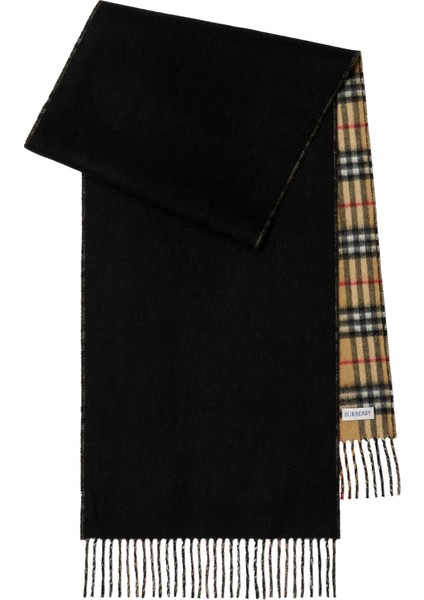 Reversible Check Kaşmir Bej Kadın Atkı