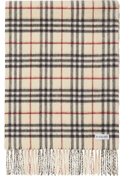 Reversible Check Krem Rengi Kaşmir Kadın Atkı