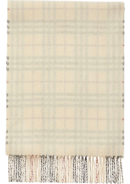 Reversible Check Krem Rengi Kaşmir Kadın Atkı