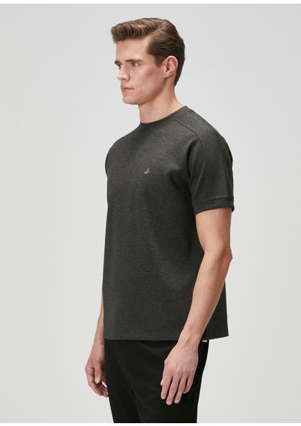 Antrasit Logo Nakışlı Scuba T-Shirt