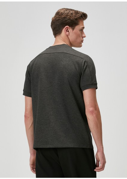Antrasit Logo Nakışlı Scuba T-Shirt