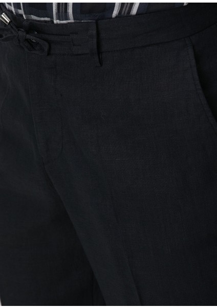 Siyah Keten Jogger Pantolon