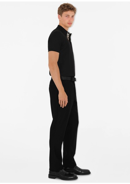 Eddie Siyah Pamuklu Polo Yaka Kısa Kollu Erkek T-Shirt fırsatları