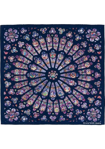 The Rose Window At Notre Dame Navy Silk Scarf Kadın Eşarp