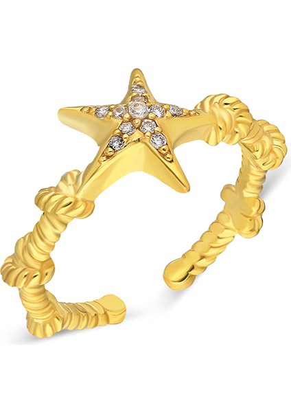Starfish 18 Ayar Altın Kaplama Yüzük