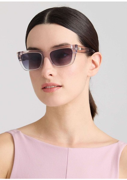 Hm 1680 C4 Cat Eye Şeffaf Pembe Asetat Kadın Güneş Gözlüğü