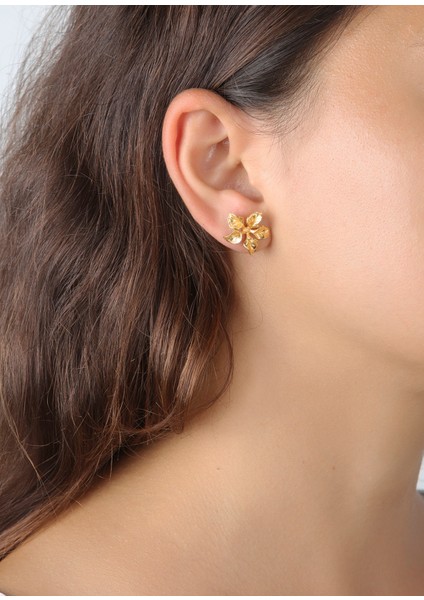 Magnolia Stud 24 Ayar Altın Kaplama Kadın Küpe